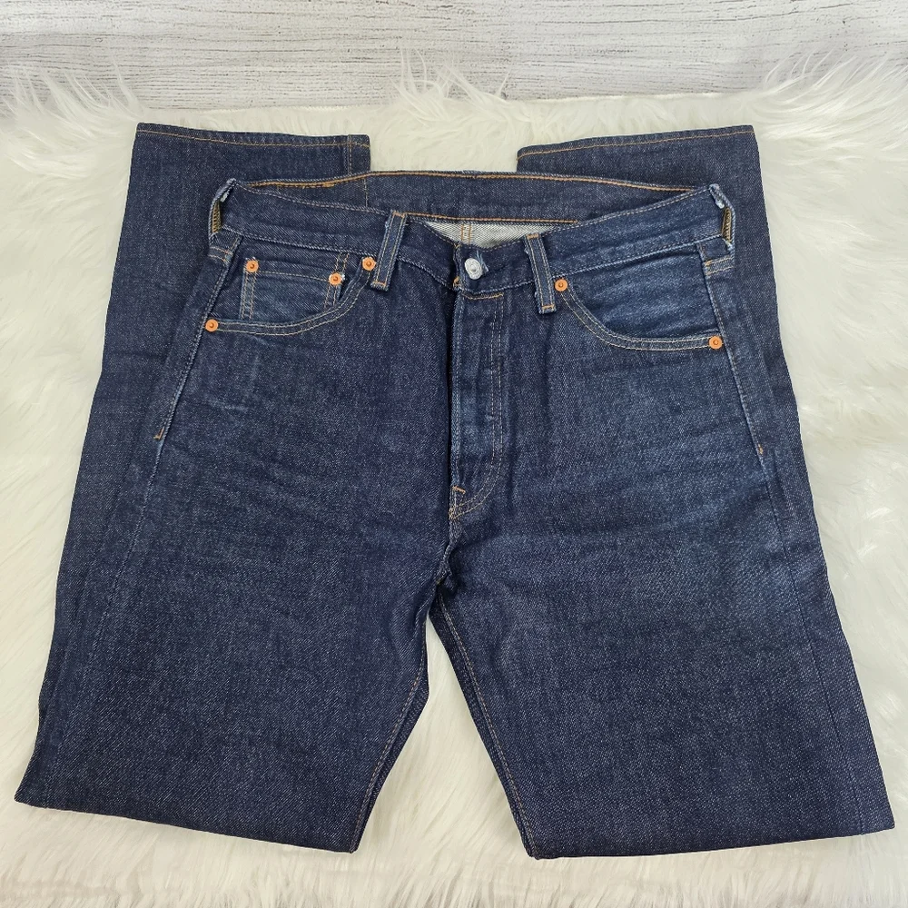 Levi's 501 Original Shrink-to-fit Men's Dark Wash Straight Leg Jeans